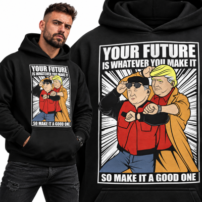 BLUZA ŚMIESZNA Z KAPTUREM BACK TO THE FUTURE JONG UN TRUMP